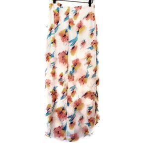 Lush | Rainbow Watercolor Floral Maxi Skirt
